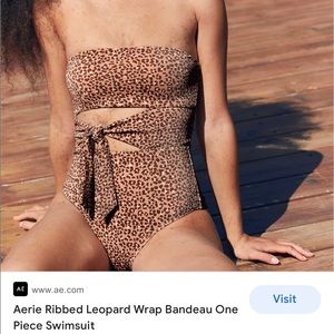 Aerie ribbed one piece swim leapard